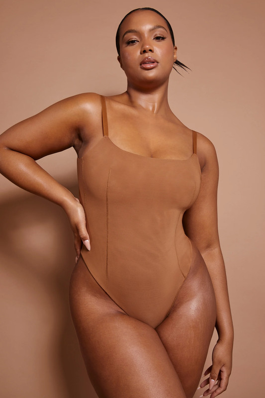 Soft Mesh Bodysuit in Almond - Size:L
